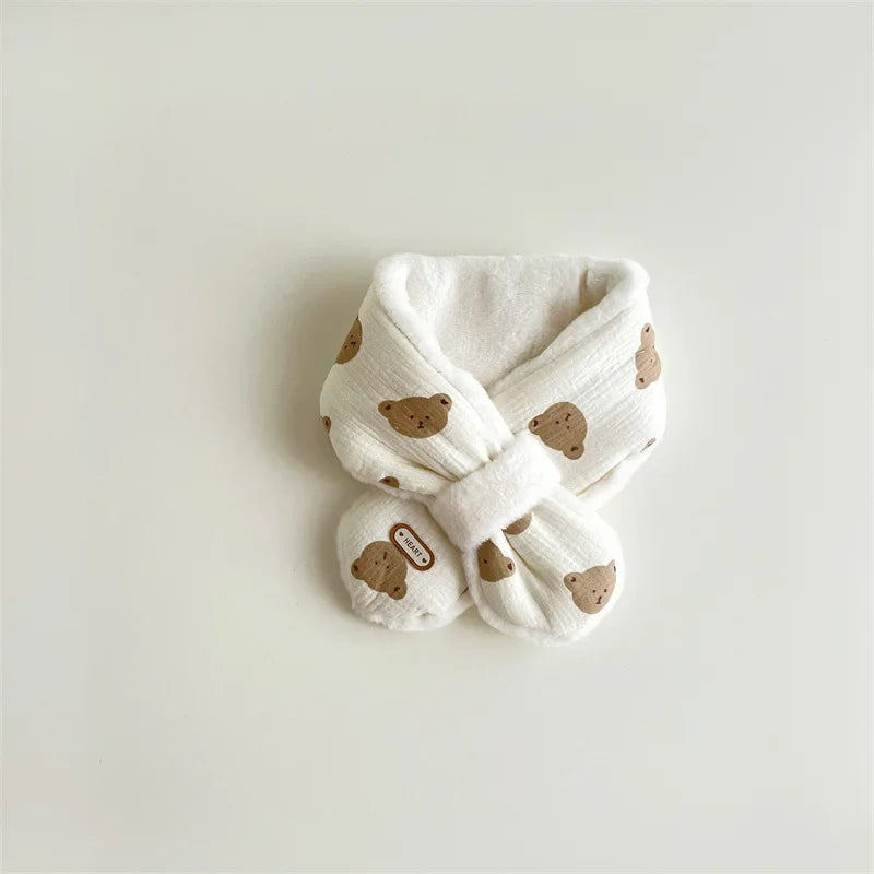 Bear Winter Baby Scarfs Warm Bear Fleece Kids Neck Warmer Cross Children Scarvesfor Girls Boys Baby Accessories 1-6Y