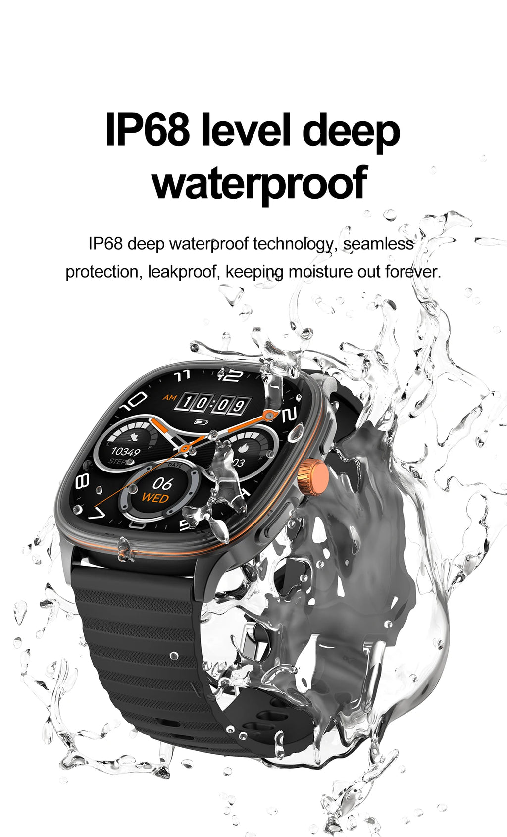 New Smart Watch 1.73" HD Screen NFC Voice Assistant Music Weather Sports Heart Rate High-precision Sensor Waterproof Smart Watch