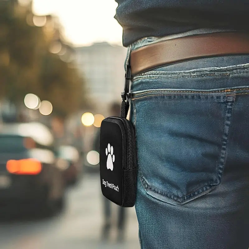 Pet Dog Food Storage Bag For Going Out Dog Paw Printed Synthetic Leather Waterproof Imitation Leather Multifunctional Zipper Bag