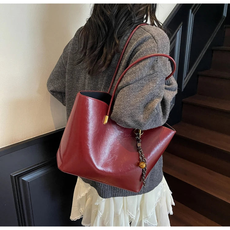 2025 Fashion Tote Bags for Women Versatile Commuting Women's Handbags PU Hasp Large Capacity Shoulder Bags High Quality
