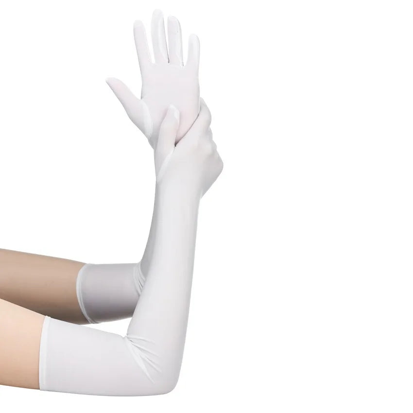 Women's High Elastic Spandex Elbow Finger Gloves Long Accessories for Party Nightclub Wedding Performance in Black White Red