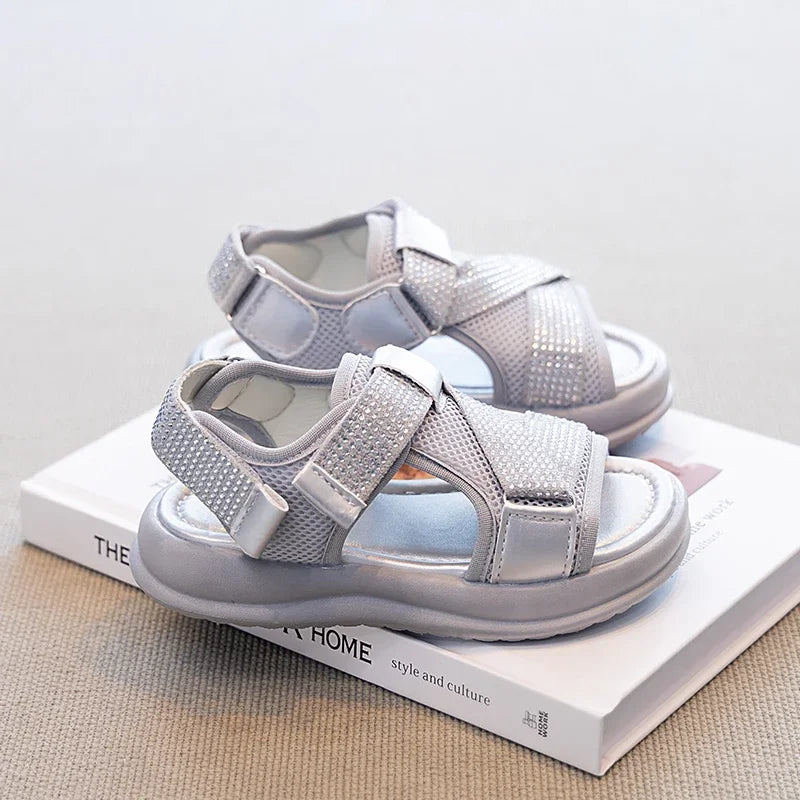 Summer Girls New Sandals Breathable Mesh Children's Causal School Sandals Simple Fashion Kids Beach Platform Sandals Open-toe