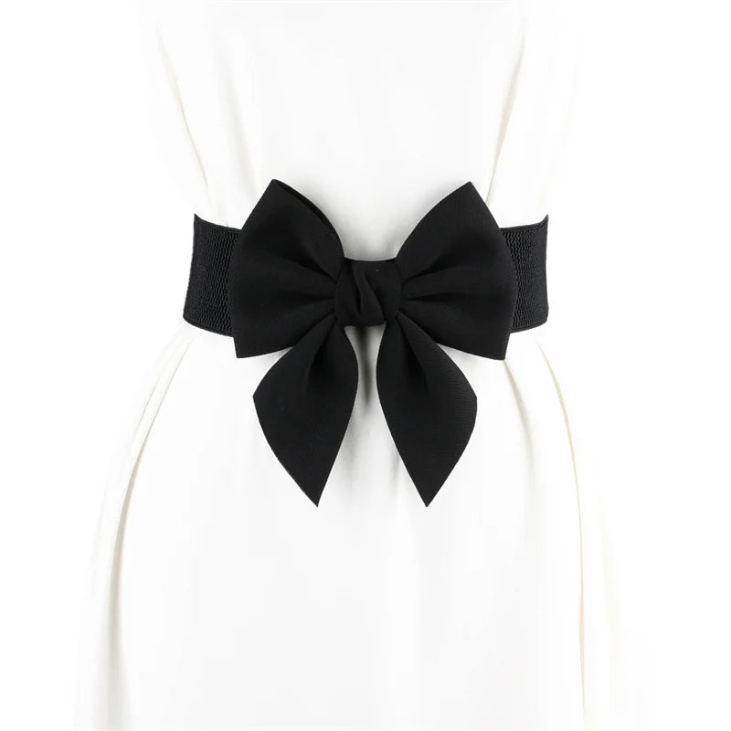 Women Big Bow Waistband  Elastic Wide Waist Belt Fashion Solid Bowknot Waist Straps For Dress Decorate Clothes Accessories
