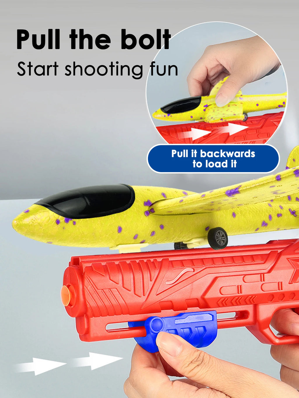 Children's outdoor three in one foam soft elastic toy gun, hand thrown ejection aircraft suit, foam aircraft color random