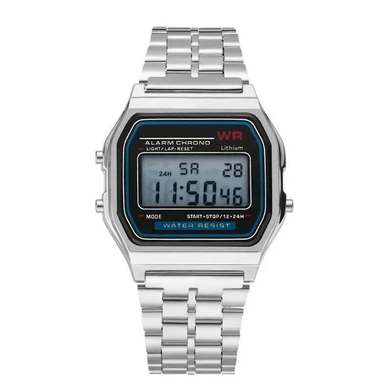 Fashion Mens Watch Digital Led Luxury Stainless Steel Square Wristwatch Electronic Watches for Men Female Clock Reloj Hombre