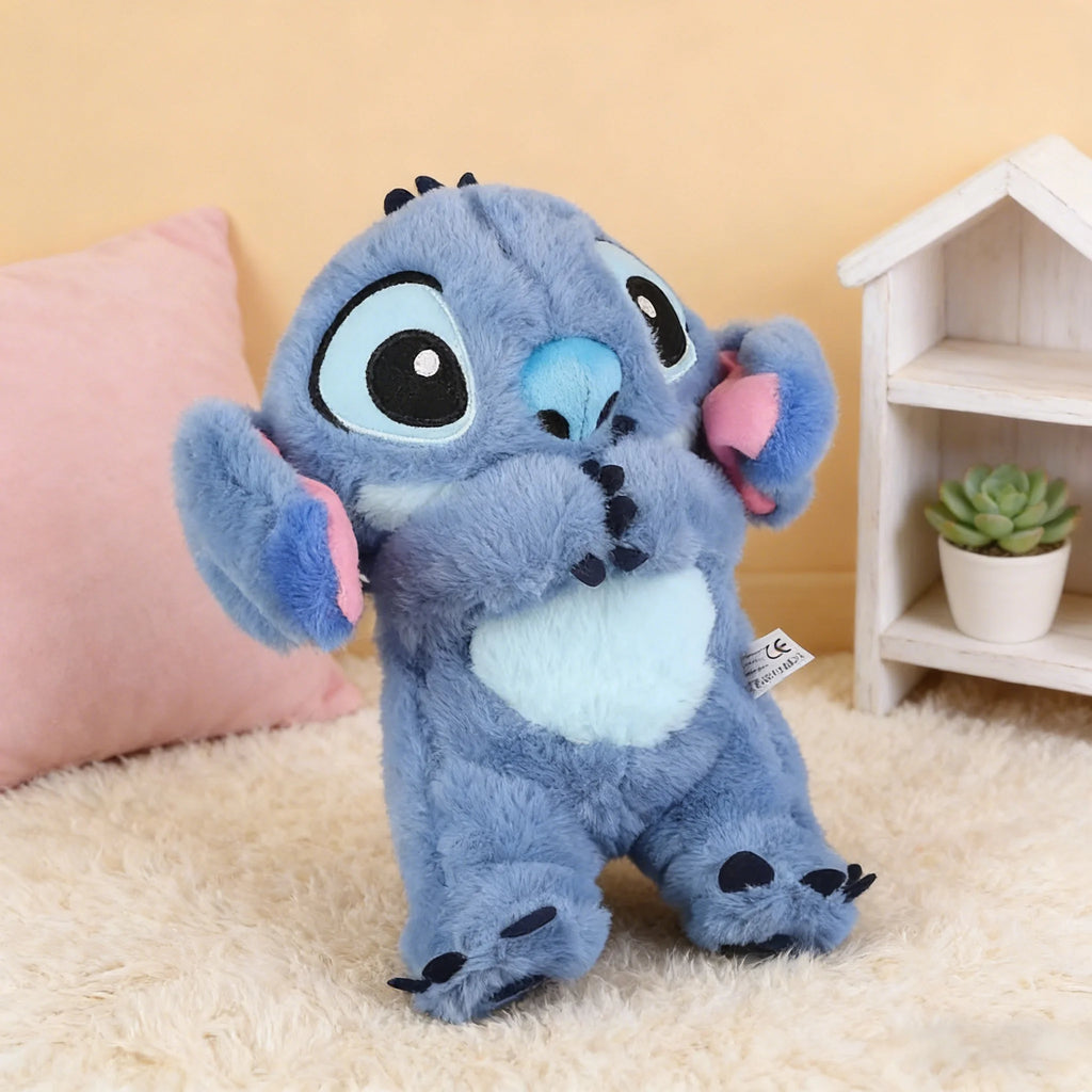 New Luminous Breathing Stitch Baby Sleep Companion Sound Soothing Music Plush Toy with Airbag and Light Doll Breathing Toy Gift