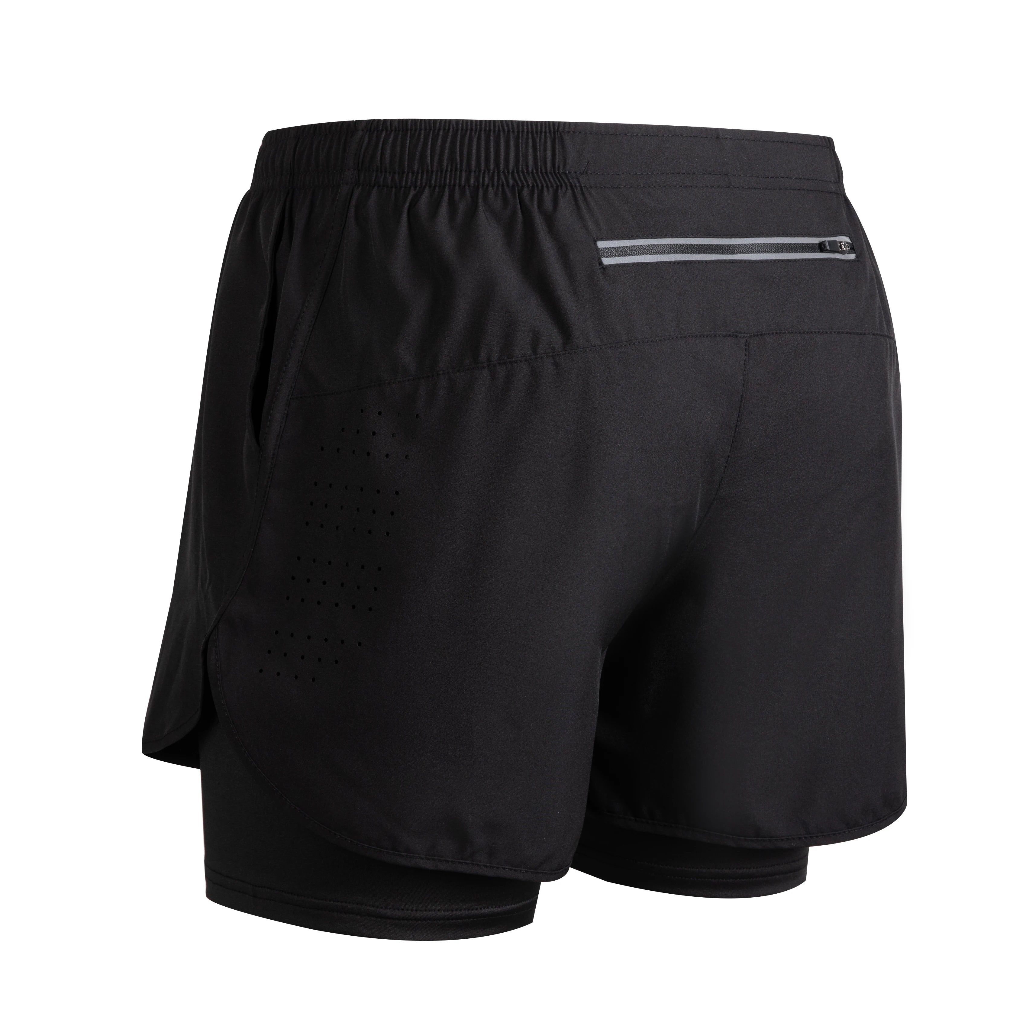 Men's Running Shorts Quick-drying Fitness Black Double Layer Shorts Men New Sport Workout Training Bodybuilding Short Pants