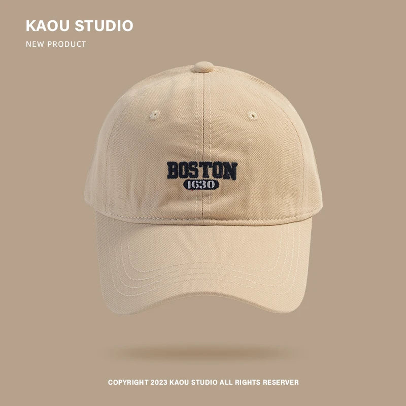 Hat Female Pink Ins Embroidered Peaked Cap Korean Style Versatile Curved Brim Trendy Men's Baseball Cap Spring and Autumn
