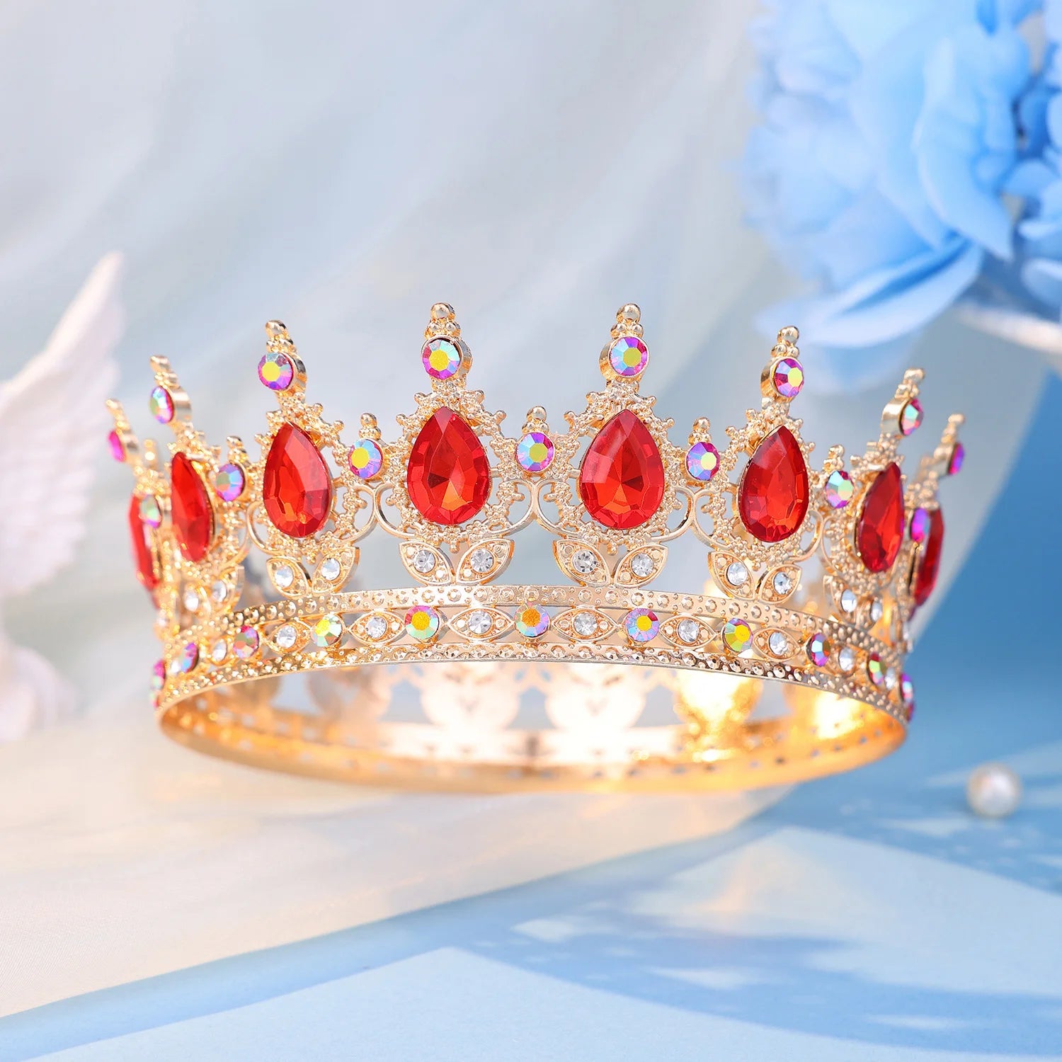 Baroque Round Crystal Tiaras And Crowns Headband Rhinestone Prom Diadem Crown Bridal Wedding Hair Accessories Jewelry Crown Gift