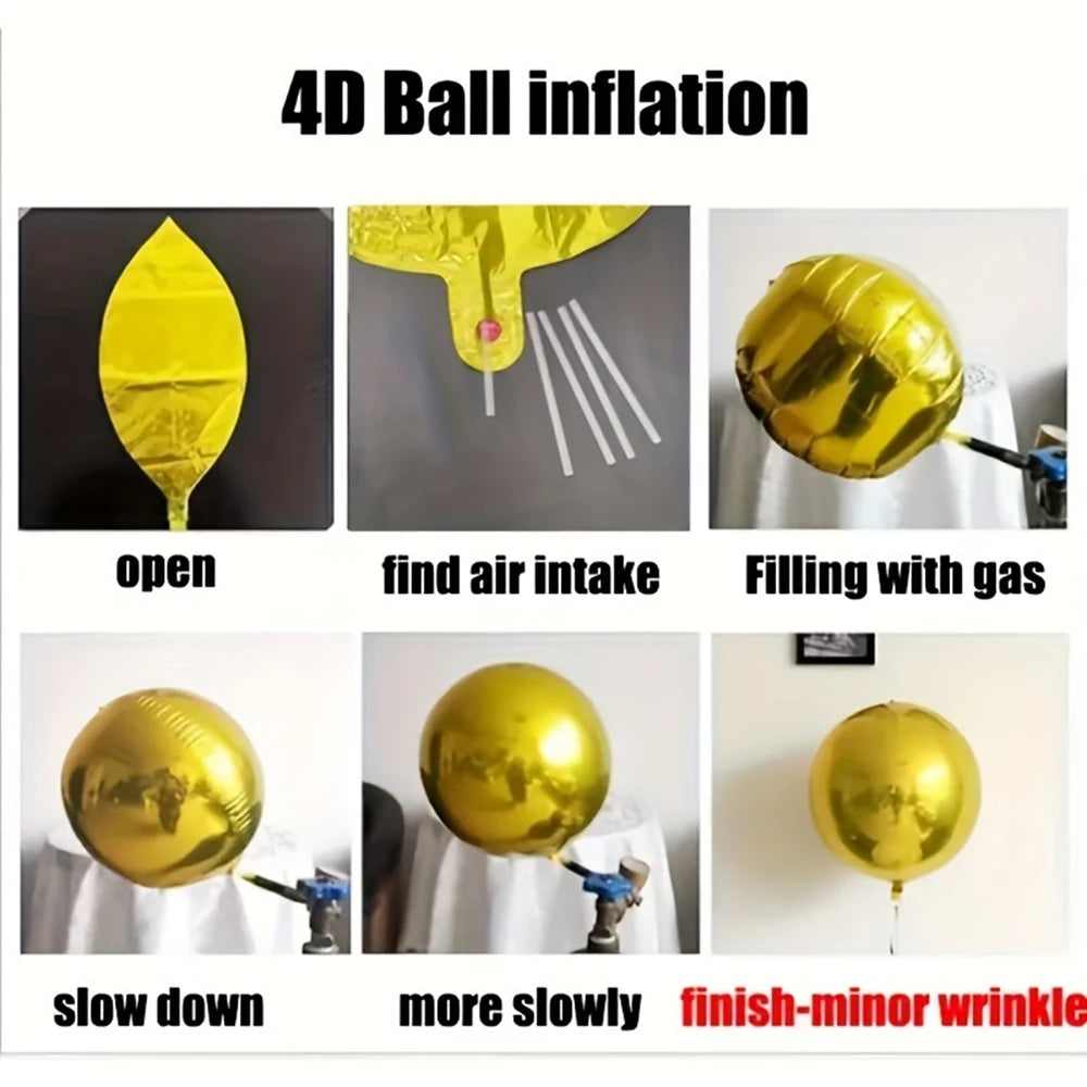 32" Silver Gold 4D Balloon Foil Mylar Sphere Balloon for Birthday Party Wedding Valentine's Day Baby Shower Decoration