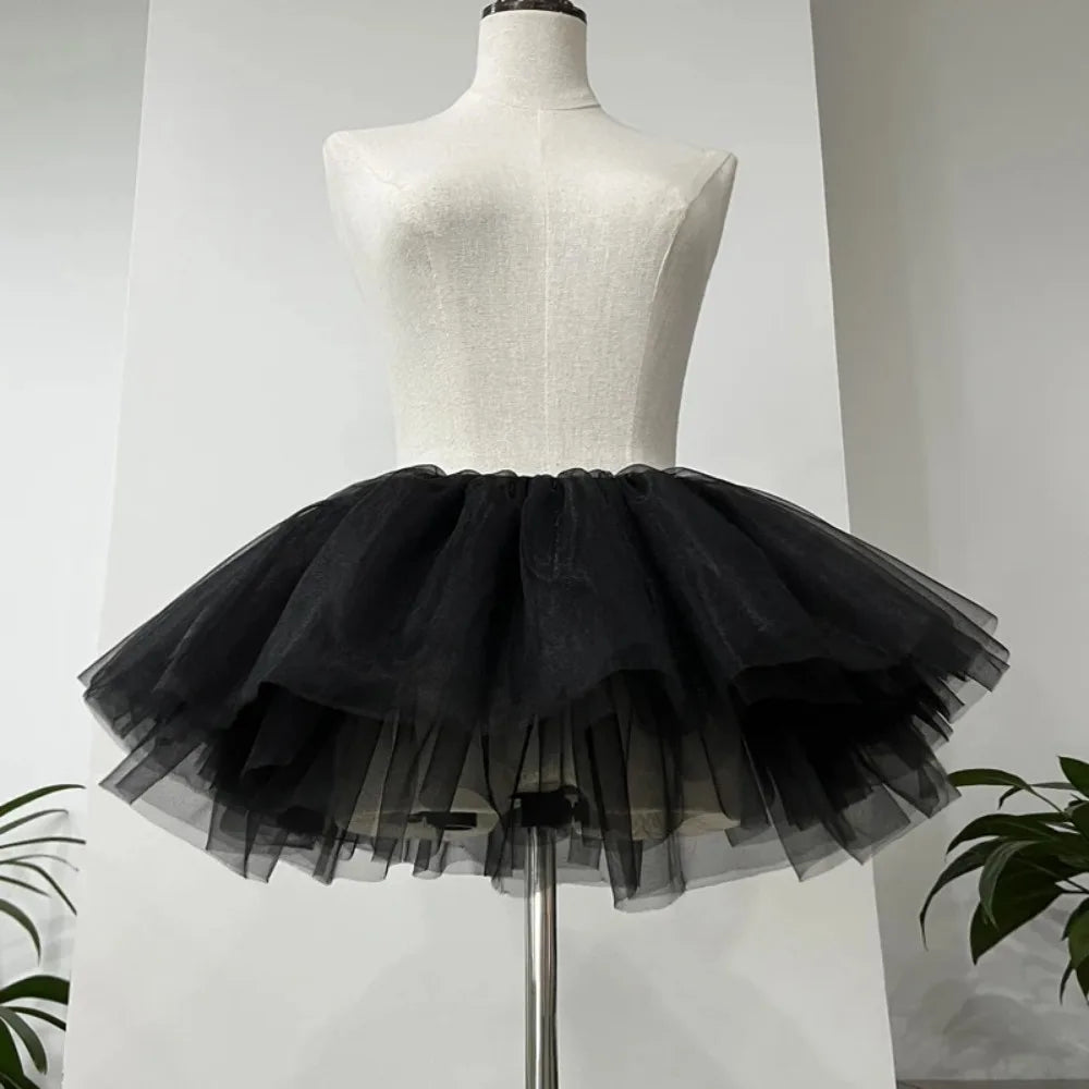 White Black Puffy Tulle Lolita Underskirt Women Cosplay Ballgown Kids Bridal Boneless Petticoats Tutu Dress