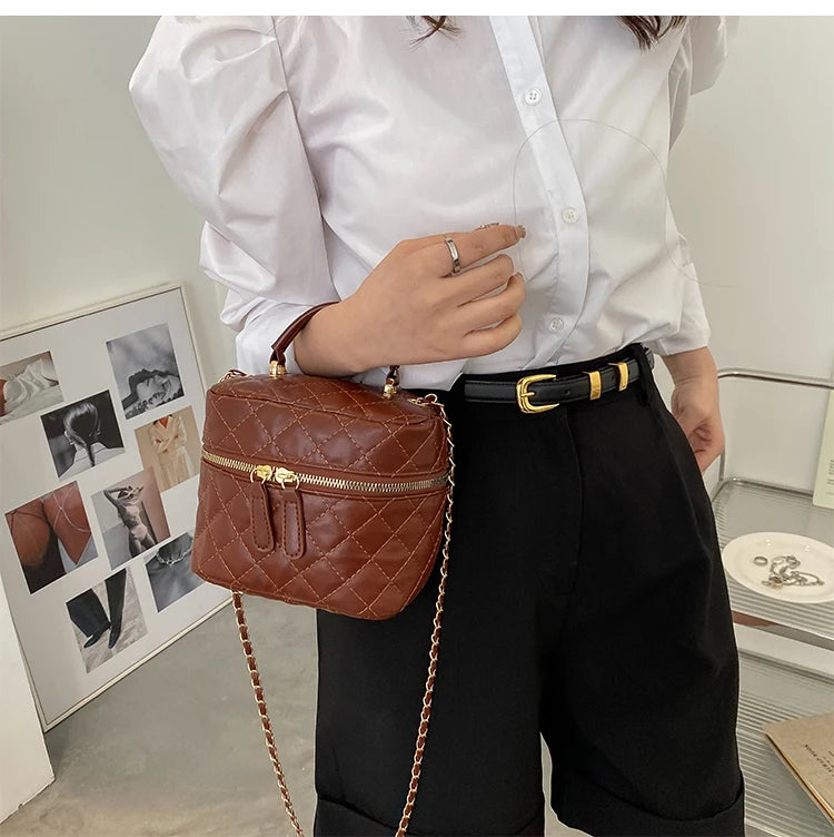 Trendy  Buet Handbag Women's Crossbody Versatile High-End Feel PU Leather Soft Surface Zipper Closure Casual Sle