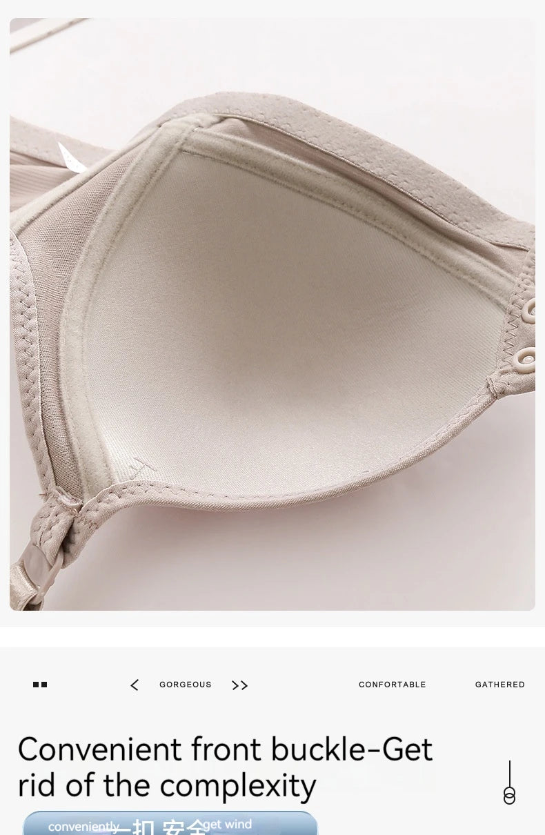 New Front Button Type Sexy Brassiere Anti-sagging Gathered No Steel Ring Ladies Mother Large Size Thin Section Underwear Bra