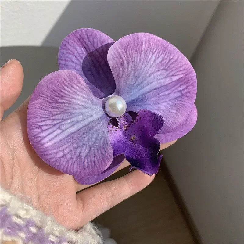 Phalaenopsis Pearl Hair Clip Flower Hairpin Orchid Butterfly Hairs Clip Hair Accessories Hair Styling Tools Bow Flower