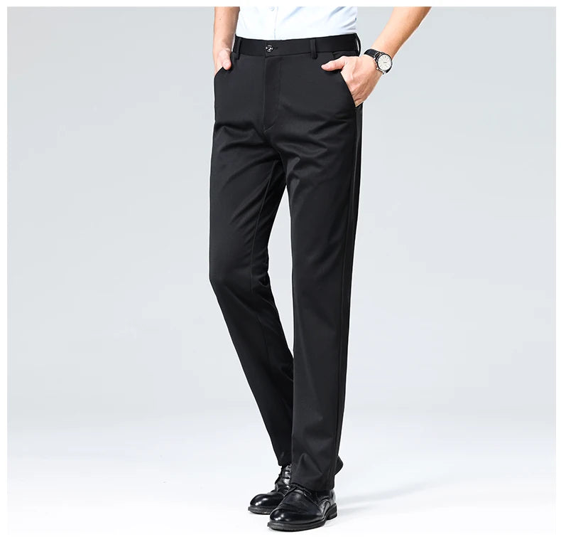 29-42 Men's Summer Thin Fashion Business Casual Suit Pants Long Pants Men's Elastic Straight Sleeve Formal Pants Plus Size