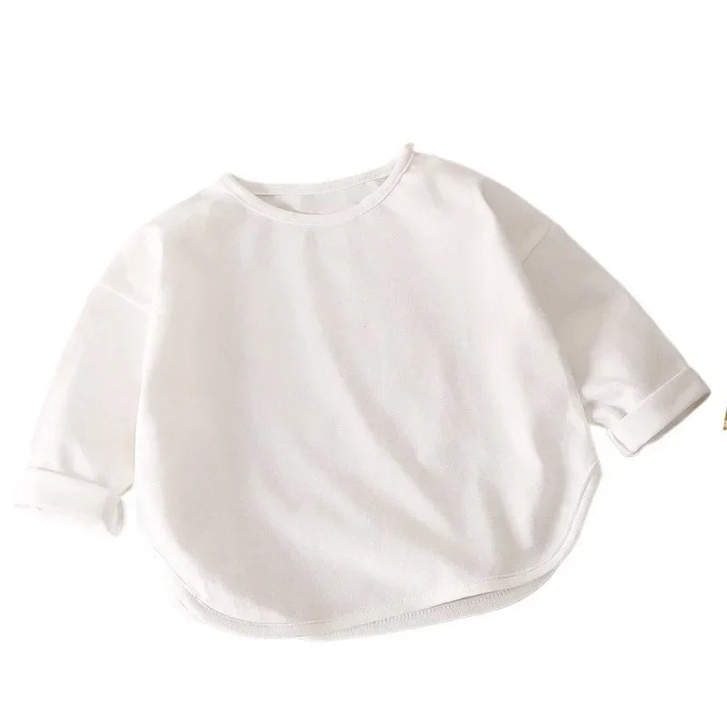 Baby Boys Basic Tee Long Sleeve T-shirts Pure Cotton Baby Girl Tops Kids T-shirt Cotton Spring Tee Shirts Baby Boy Clothes
