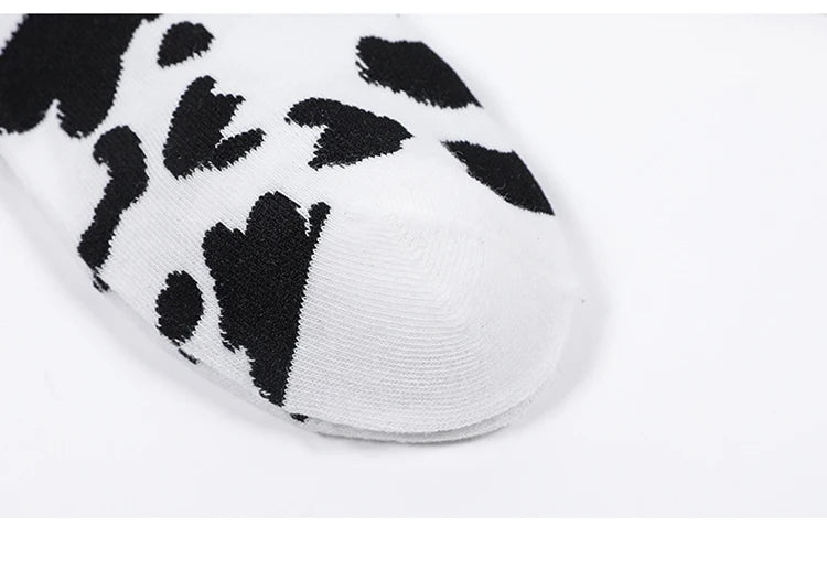 Cute Cow Print Socks for Women White Black Funny Cartoon Animals Sock Girls on Sale Fashion Casual Streetwear Skateboard