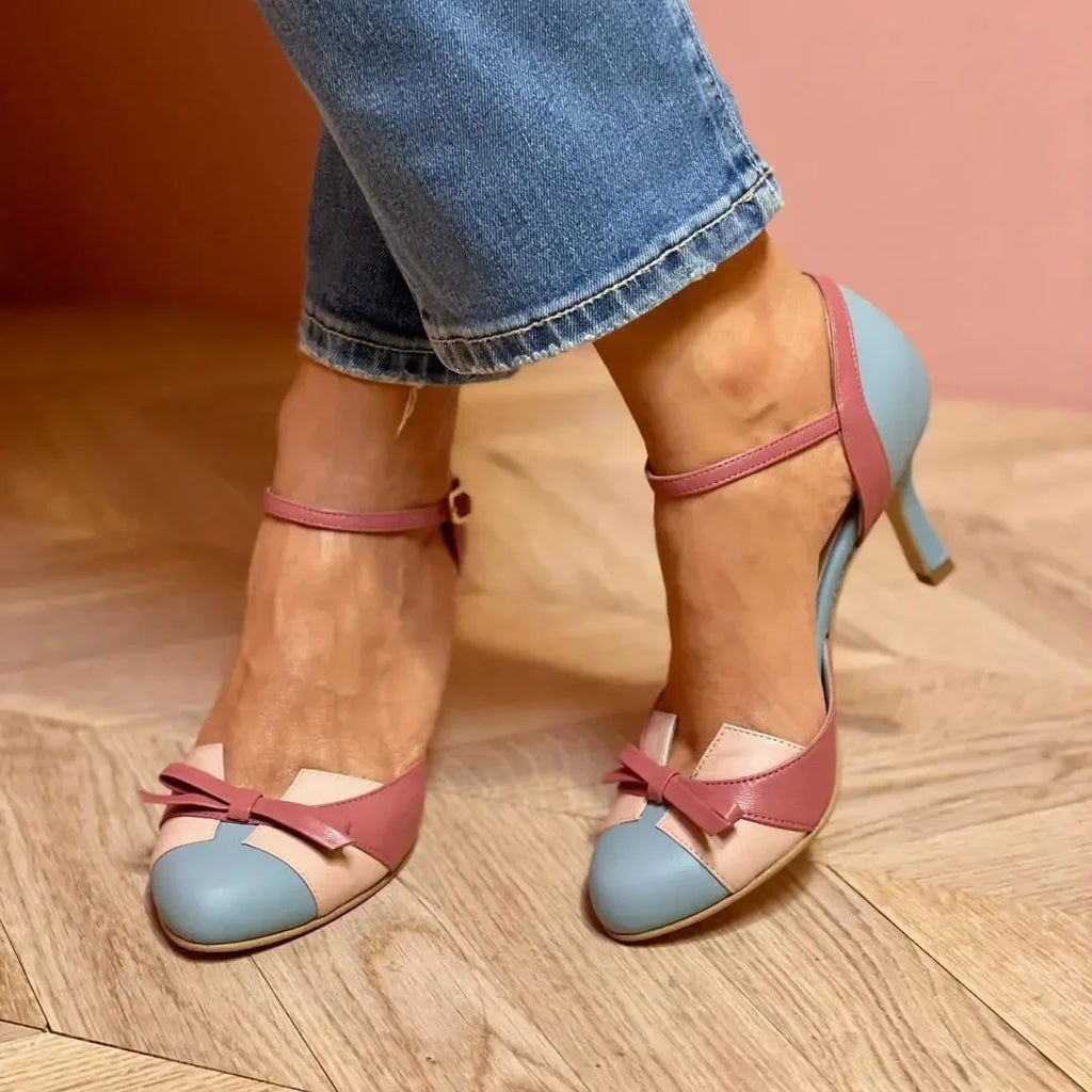 Summer High-heeled Sandals for Women's Fashion Color Blocking Buckle Strap Hollow Sandals Women Shoes Plus Size40-43