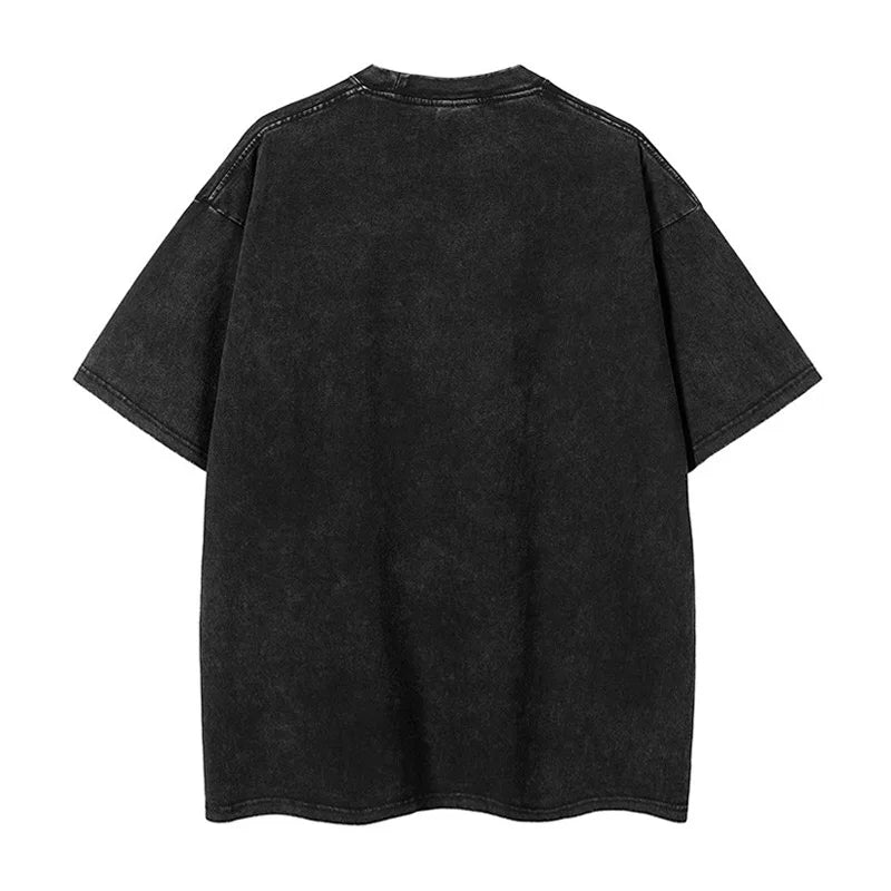 2025 Vintage Washed T-Shirts Street Hip Hop Retro Punk T Shirt women Harajuku Casual Cotton Short Sleeve Acid Wash TShirts top