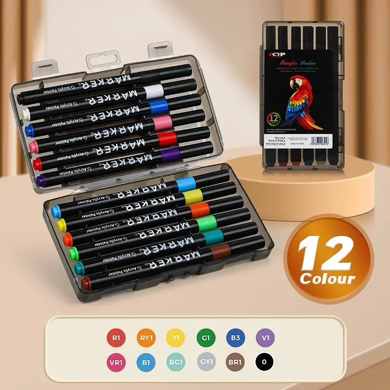 Acrylic Paint Markers with12/48/60/80Colors, Suitable for Rock, Glass, ArCeramics, Perfect for Crafts And SchoolSupplies