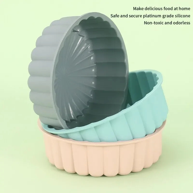 1PC Silicone Cake Pan Multi-Functional Round High Temperature Resistant DIY Baking Mold
