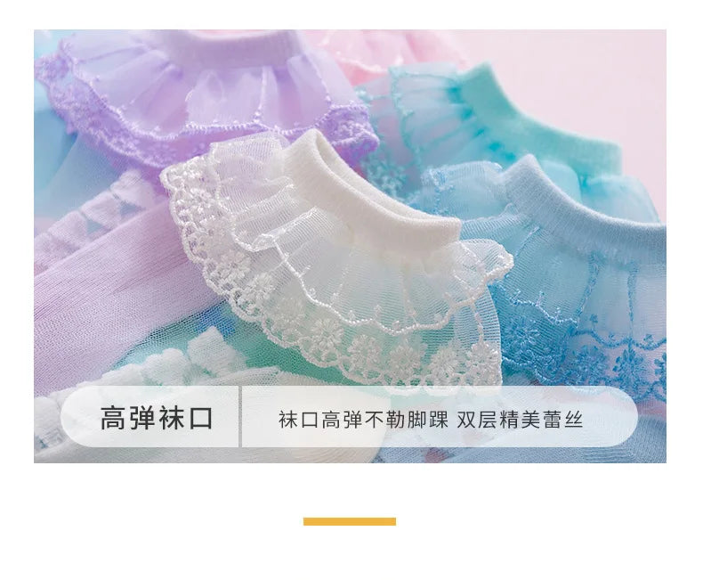 1 Pair Soild Color Thin Lace Mesh Socks for Baby Children Girls Summer Dresses Paired with Princess Socks Baby Clothing