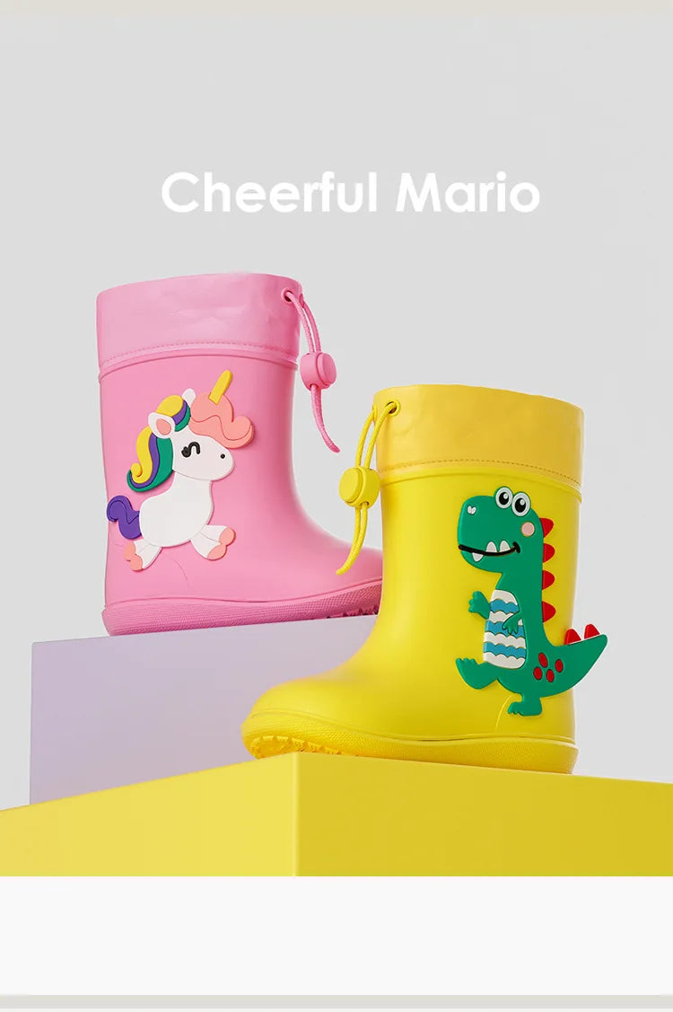 Kids Girl Boy Rain Boots Waterproof Toddler Rainboots Children's Shoes Rubber Boots Kids Baby Cartoon Dinosaur Water Shoes Boots