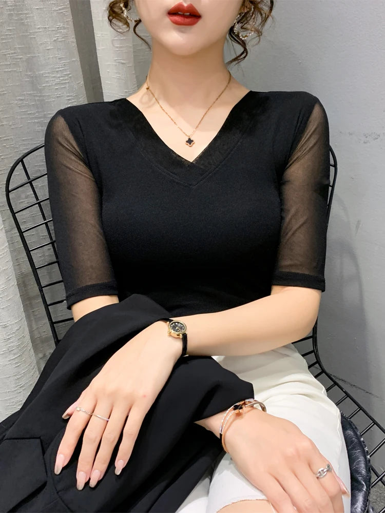 Women's Slim Fit V-Ne T-irt Me Inner Wear Top Spring Autumn Season Faionable Base irt Breathable Wear Resistant