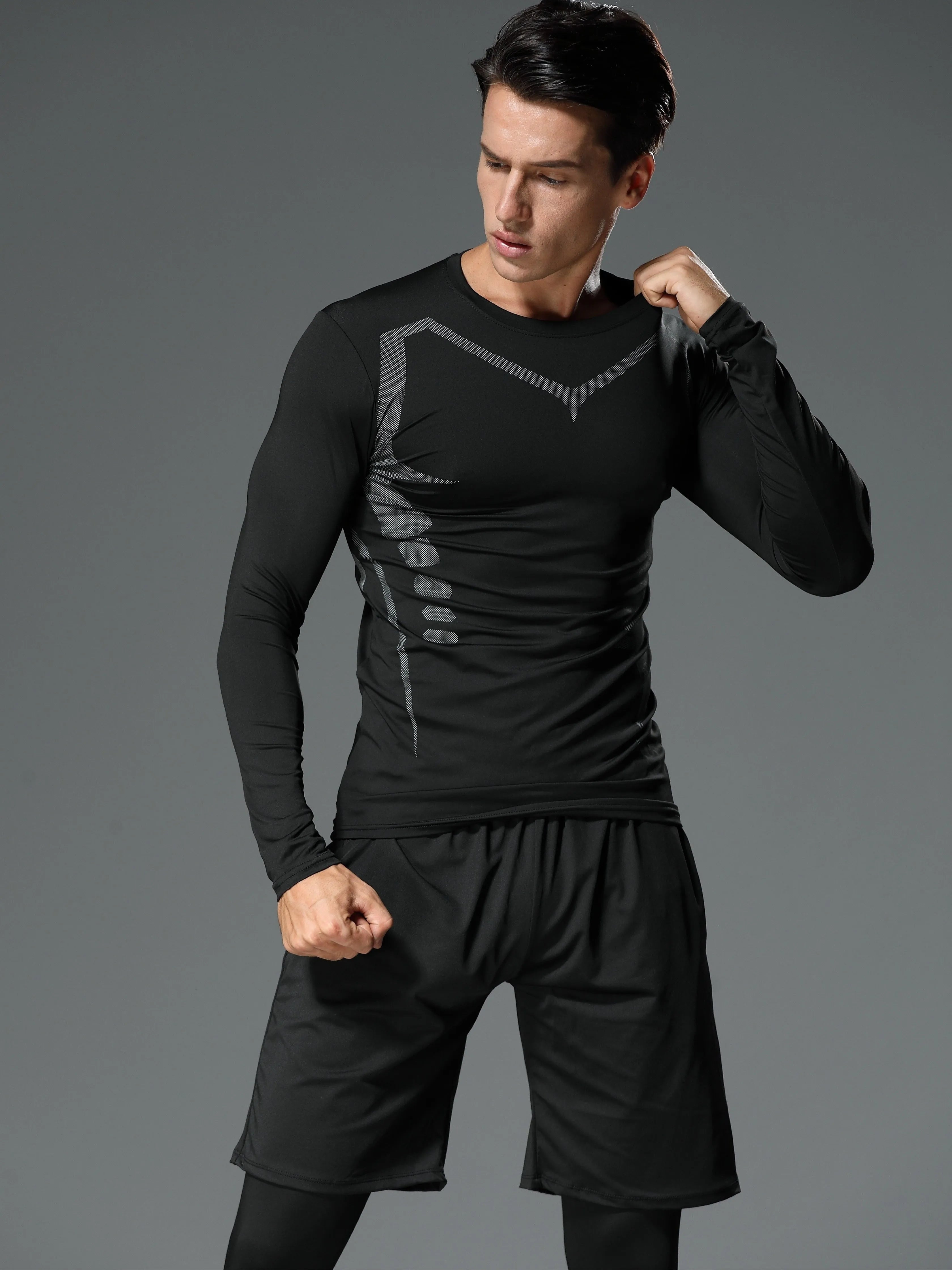 Sportswear for men, running and gym clothes, tight-fitting equipment, morning and night running training sportswear