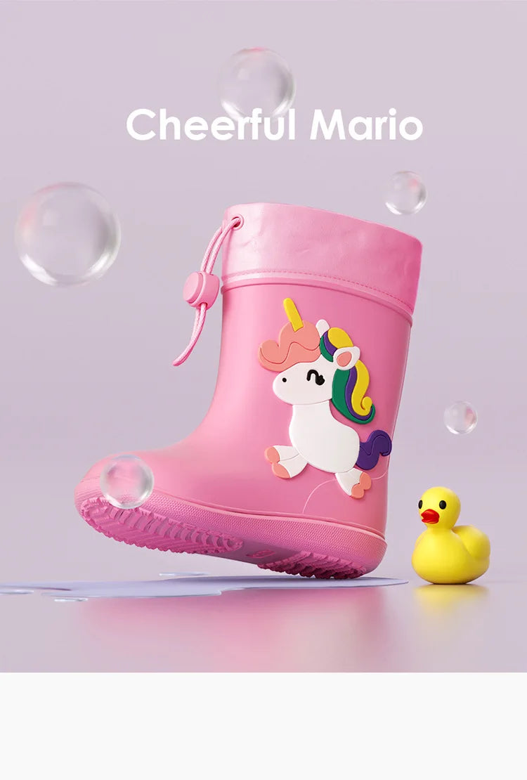 Kids Girl Boy Rain Boots Waterproof Toddler Rainboots Children's Shoes Rubber Boots Kids Baby Cartoon Dinosaur Water Shoes Boots