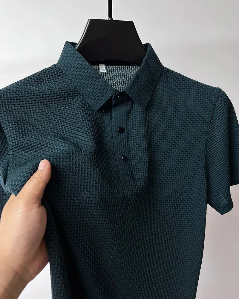 Business Casual Sweat-absorbing Top Brand Clothes Summer New Men's Short Sleeve T-shirt Ice Silk Cool and Breathable POLO Shirt
