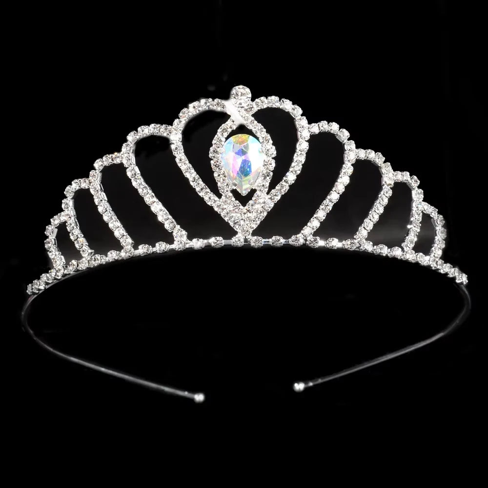 Princess Children's Tiara Red Bride Crown Floral Wedding Bridal Hair Accesories Golden Hair Jewelry Headdress