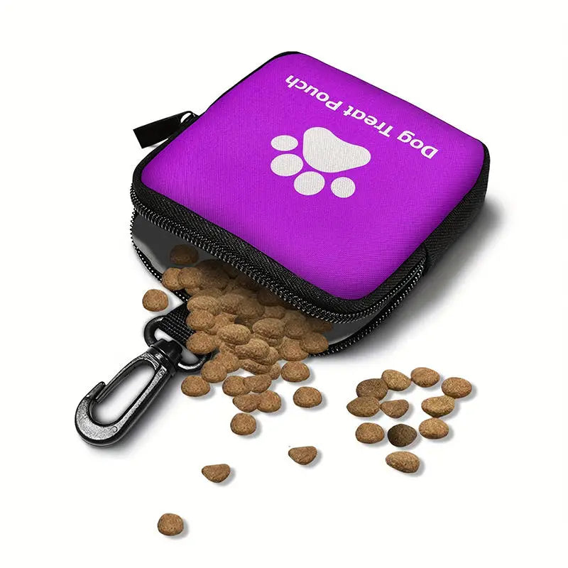 Pet Dog Food Storage Bag For Going Out Dog Paw Printed Synthetic Leather Waterproof Imitation Leather Multifunctional Zipper Bag