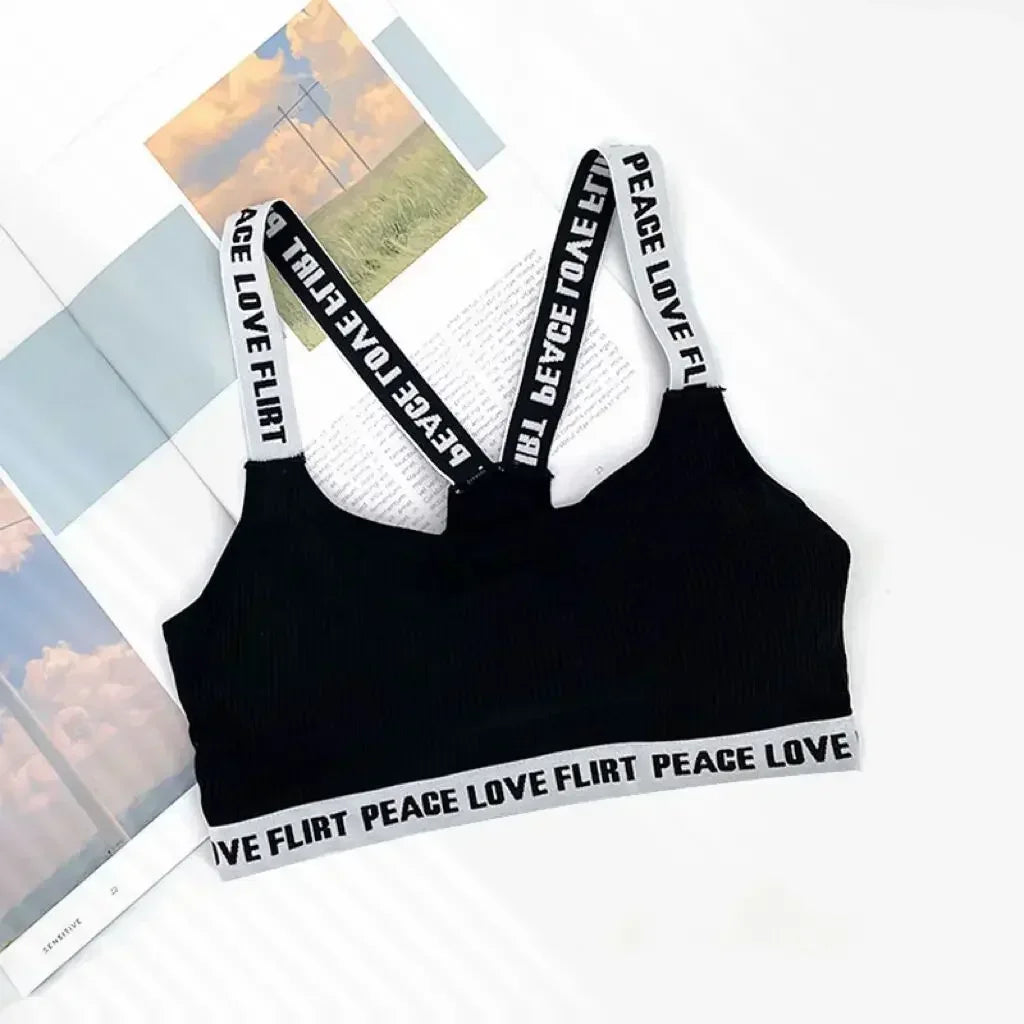 Women's Sports Bra Push Up Fitness Bra Yoga Bra Sport Underwear Running Gym Fitness Tops Black White Letters Seamless Underwear