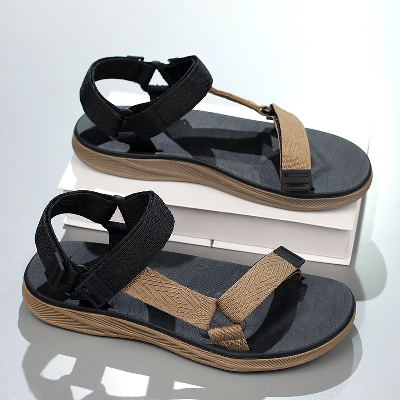 Summer Men's Sandals Outdoor Casual Anti-Slip Breathable Beach Holiday Sports Sandals for Summer Walking Durable Flat Shoe 40-45