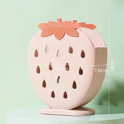 Cute Strawberry Chopsticks Holder Drain Rack Kitchen Tableware Storage Rack Hollow Cutlery Drainer Spoon Fork Knife Shelf Holder