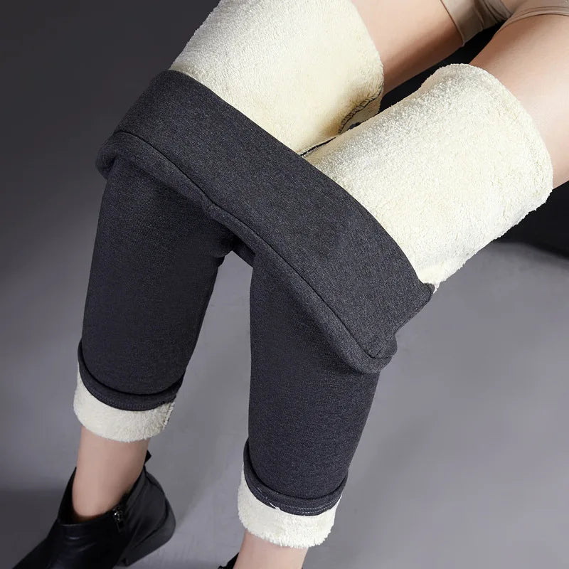Winter Leggings Women Thick Warm Fleece Pants Simplicity Fashion Thermal Legging Slim Black Elastic High Waist Solid Leggings