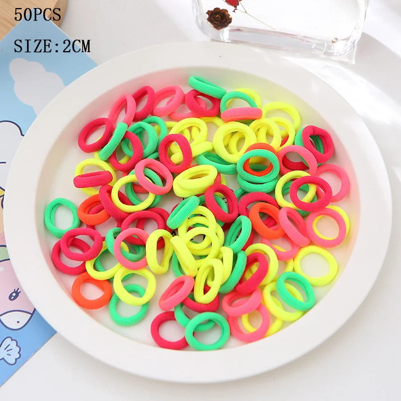 20/50Pcs/Set Girls Colorful Nylon Small Elastic Hair Bands Kids Cute Bow Hair Bands Ponytail Holder Headband Hair Accessories