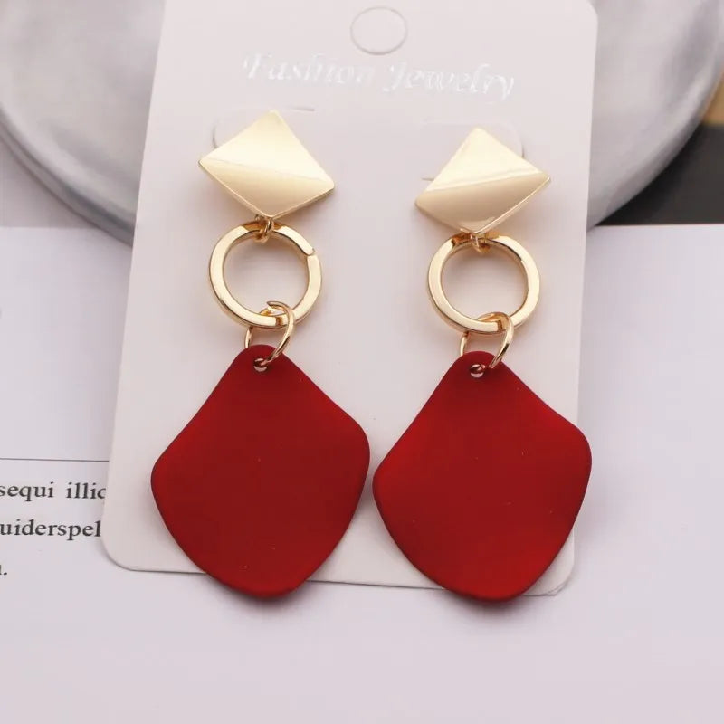 Red Statement Drop Earrings – Floral Heart Design for Elegant Occasions