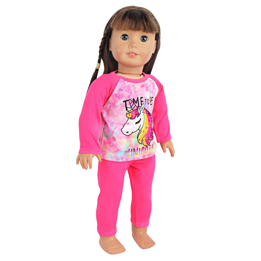 Doll Clothes Pajamas  For 43cm Baby New Born&American 18 Inch Girl Doll Unicorn Shark Cartoon Clothes Suit For Generation Doll