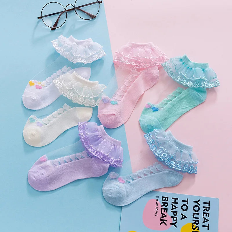 1 Pair Soild Color Thin Lace Mesh Socks for Baby Children Girls Summer Dresses Paired with Princess Socks Baby Clothing