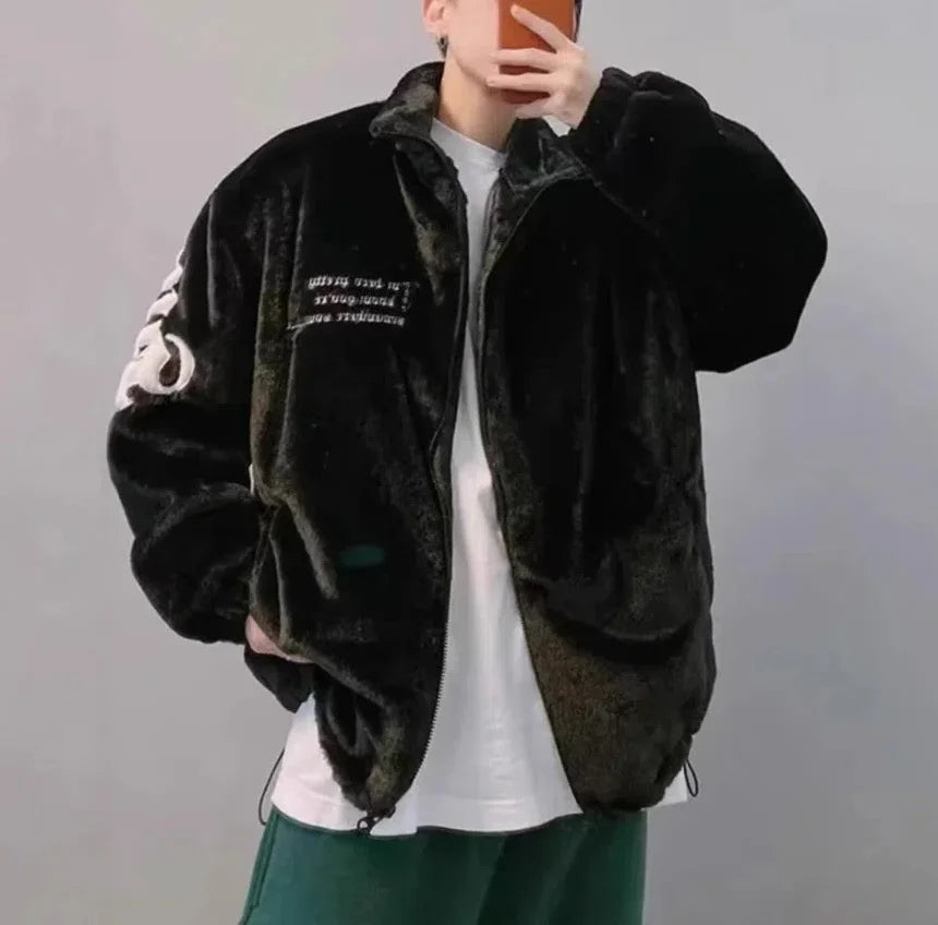 2025 Winter New American Street Letter Embroidered Fleece Fashion Casual Warm Mens Winter Jackets and Coats