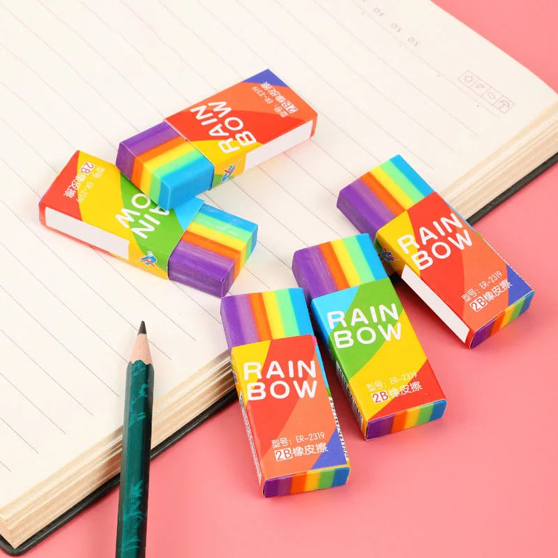 1 Piece Lytwtw's Cute Kawaii Creative Rainbow Eraser Rubber Stationery School Supplies Novelty Lovely Eraser