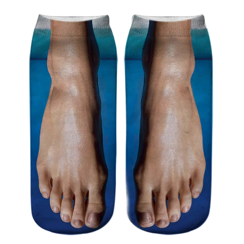 Funny 3D Printed Socks Flip Flops Slippers Sandals Skull Shoe Pattern Summer Cute Kawaii Low Short Soft  Ankle Beach Floor Socks