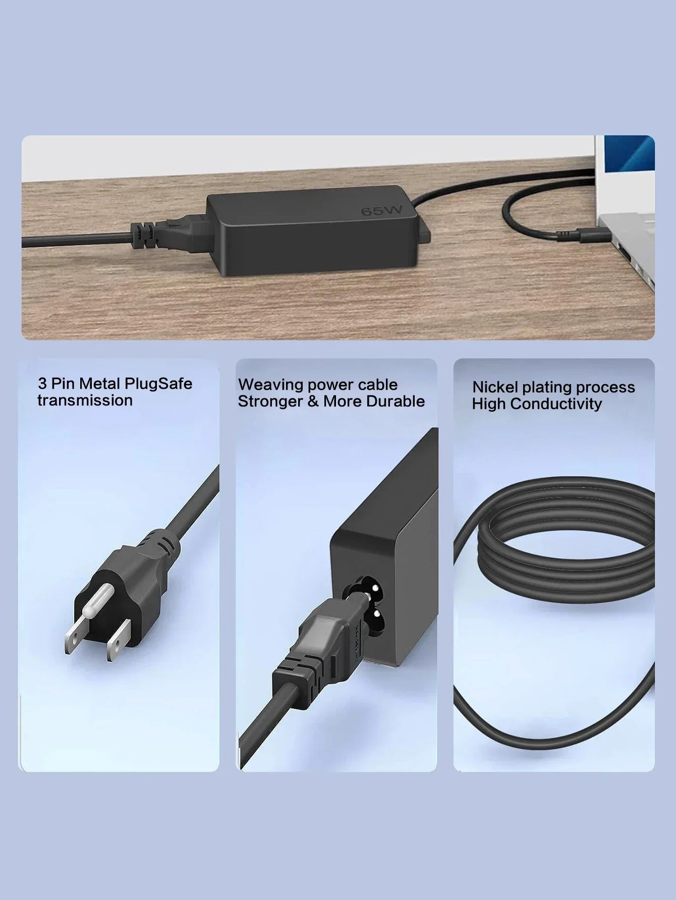 VIKEFON 65W USB C Laptop Charger Power Adapter for Lenovo ThinkPad,Hp,Chromebook,Yoga,Dell, ASUS,Acer Type C Fast Power Adapter