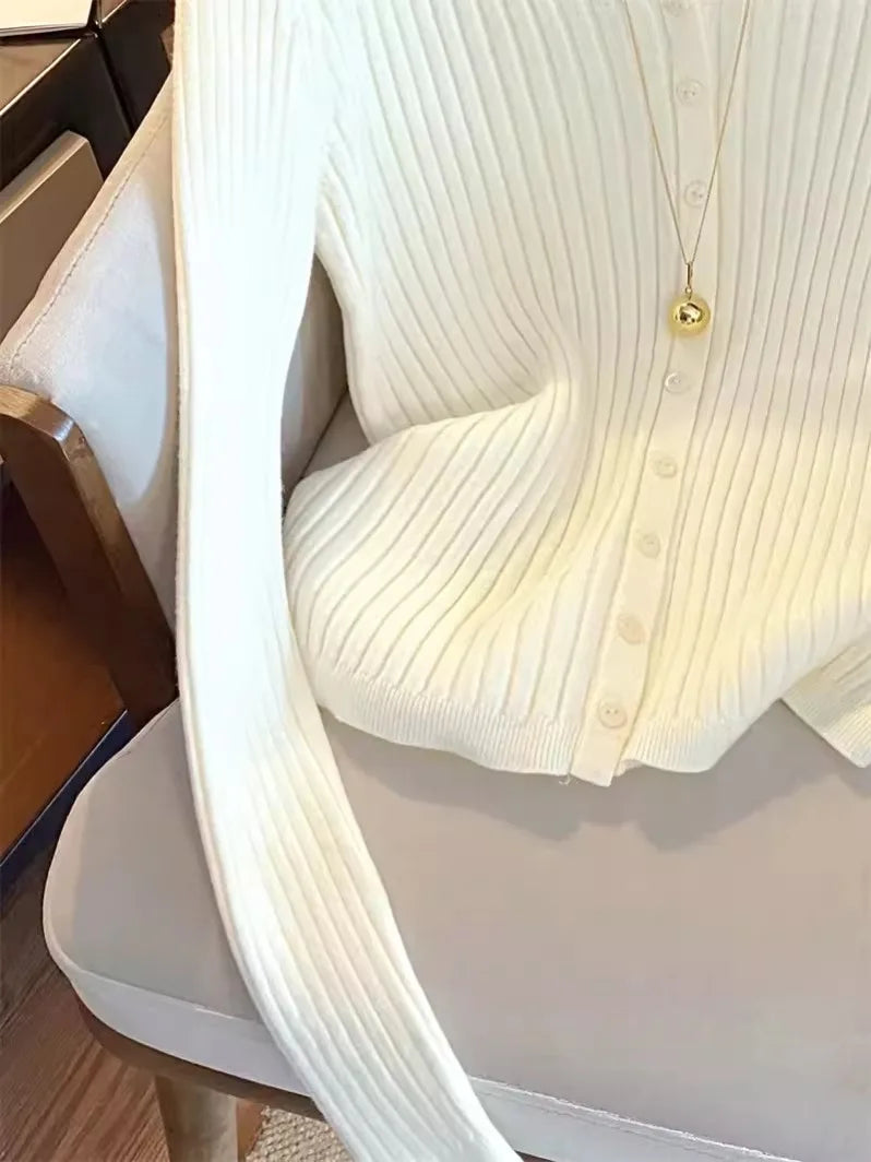 2025 Y2K Korean Fashion Knitted Cardigans Long Sleeve Embroidery Sweaters Streetwear Style for Ladies