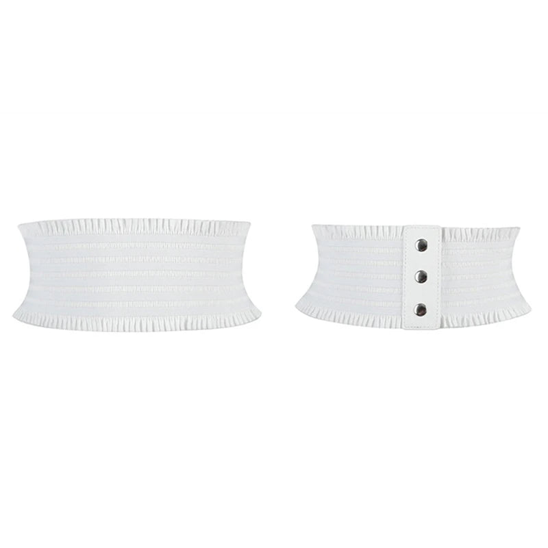 Women Wide Belt Elastic Waist Straps Ladies Stretch Waistband Cummerbund Female Dress Corset Belts Black White Waist Band