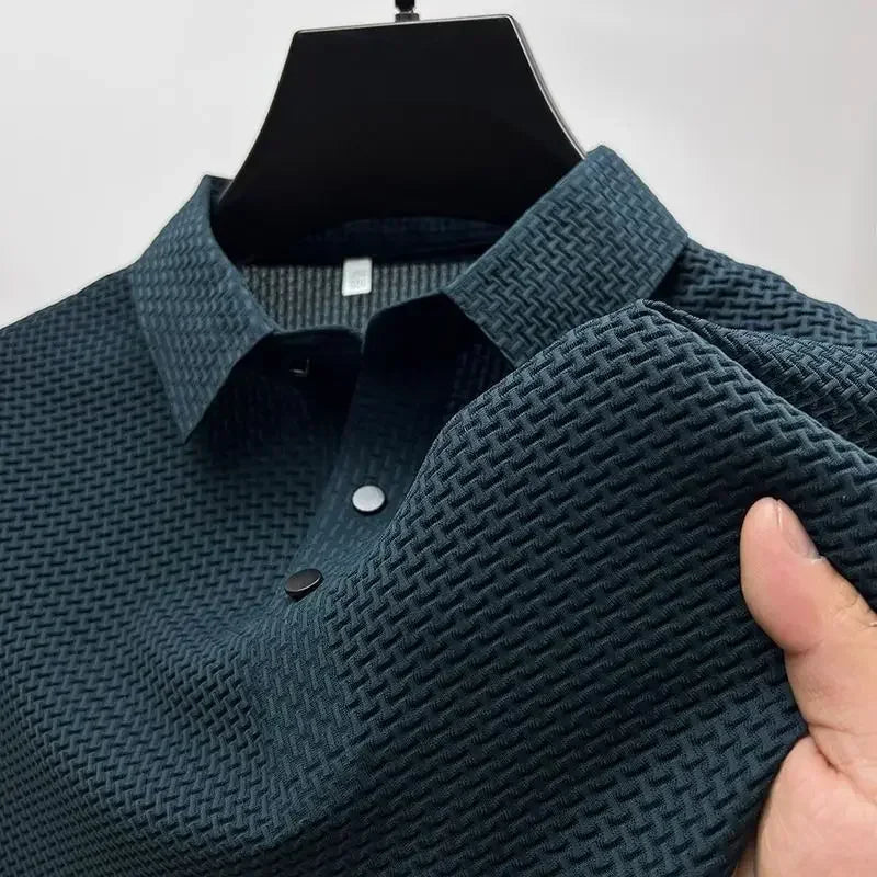 Business Casual Sweat-absorbing Top Brand Clothes Summer New Men's Short Sleeve T-shirt Ice Silk Cool and Breathable POLO Shirt