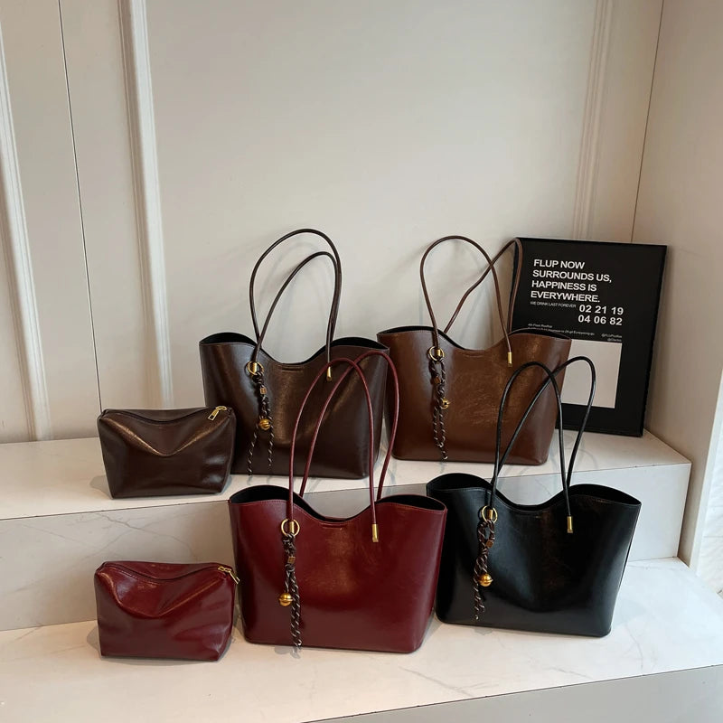 2025 Fashion Tote Bags for Women Versatile Commuting Women's Handbags PU Hasp Large Capacity Shoulder Bags High Quality