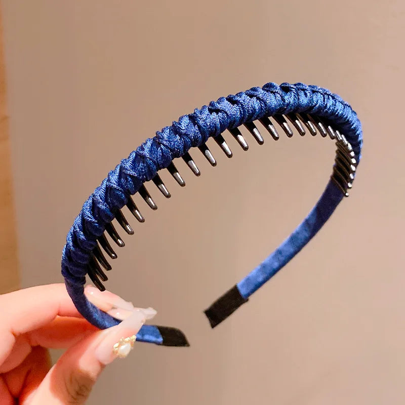 Cute Candy Colors Wrap Cloth Teeth Hairbands For Girls Sweet Hair Ornament Non-slip Headband Hair Band Fashion Hair Accessories